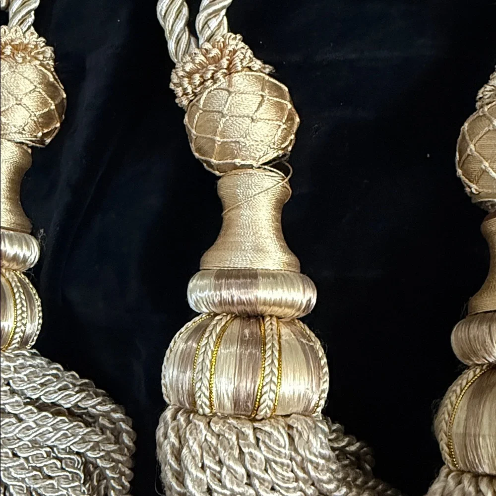 Elegant Rayon cream rope Tassel Curtain Drapery TIE BACKS  4 total